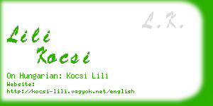 lili kocsi business card